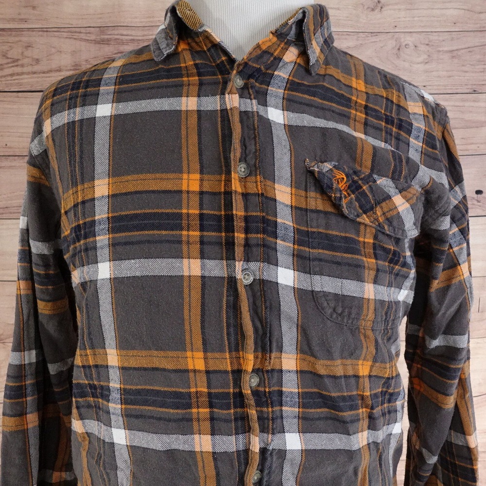 LEGENDARY WHITETALES DEER GEAR PLAID FLANNEL‎ BUTTON DOWN SHIRT MENS SIZE L
